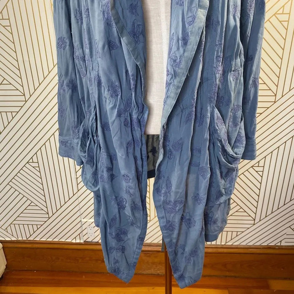Anthropologie Hei Hei Melita Utility Jacket Cardigan Embroidered Blue Size Small - Picture 5 of 12